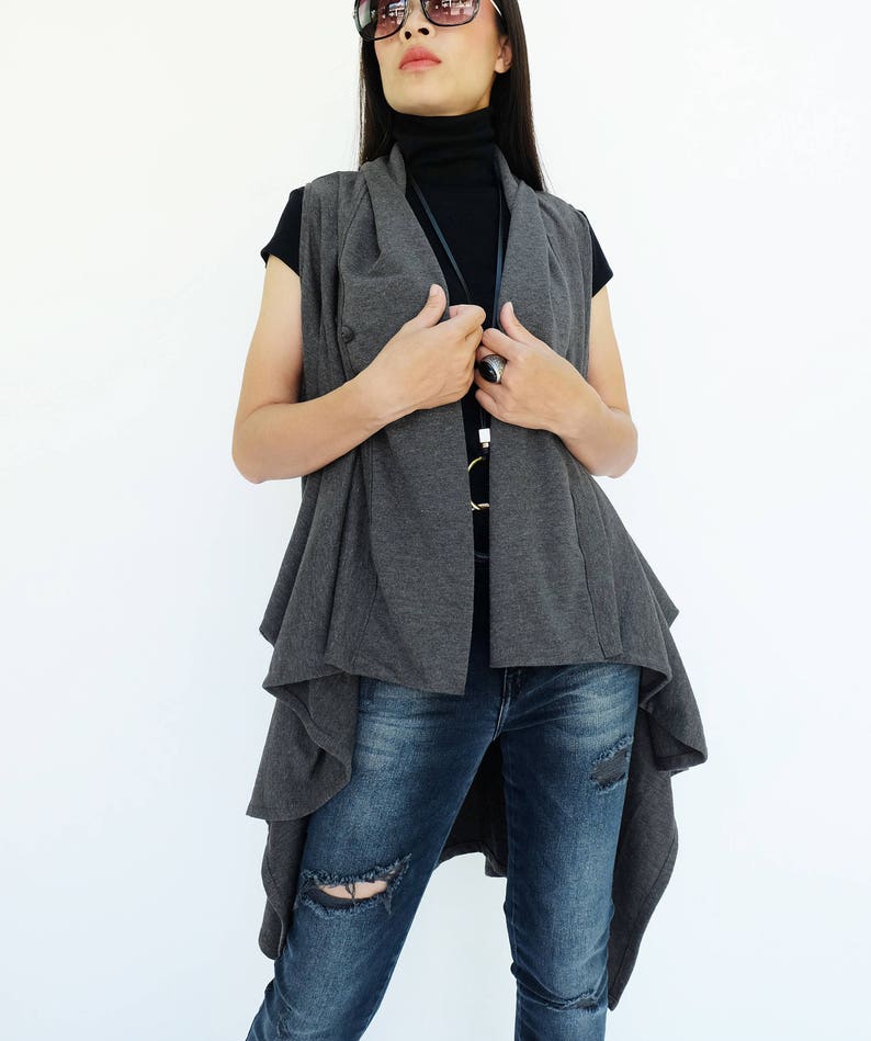 NO.225 Womens Stylish Asymmetrical Vest Layering Vest in Etsy