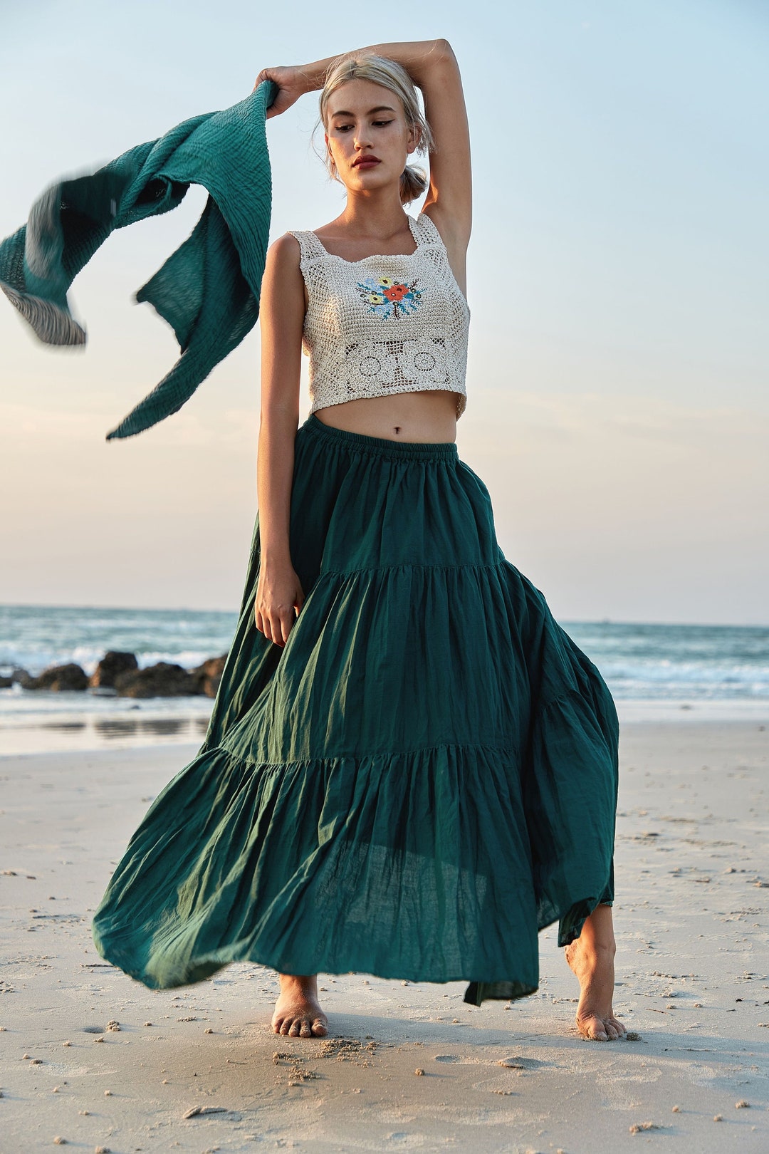 Two Pieces Crop Top & Drawstring skirt- multiple prints I Love that Boho