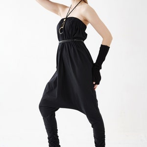 NO.125 Women's Strapless Loose Jumpsuit, Casual Harem Rompers, Summer Loose Playsuit in Black image 3