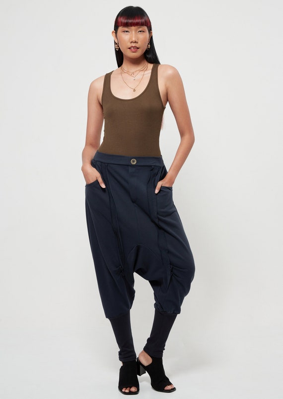 NO.154 Pantalon sarouel decontracte pour femmes pantalon de jogging sarouel pantalon a entrejambe bas pantalon unisexe en bleu Etsy France