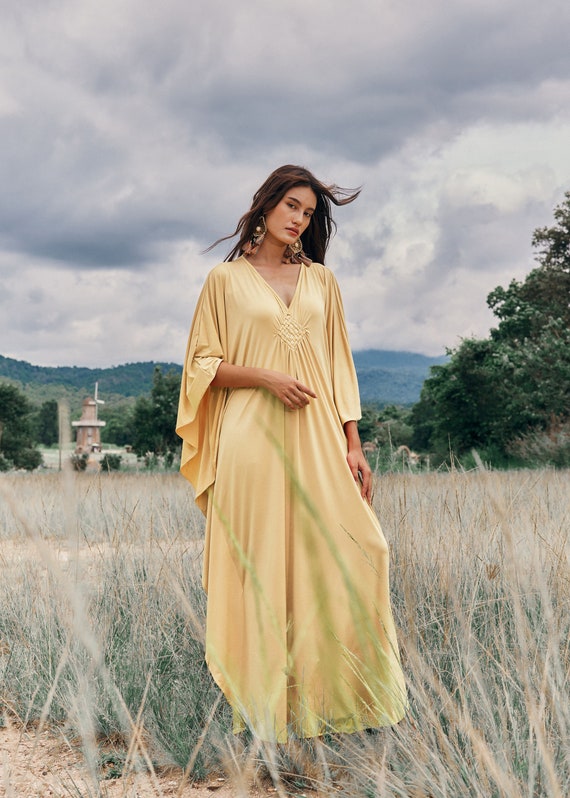 NO.281 Womens V Neck Kaftan Dress Long Length Caftan Plus Size