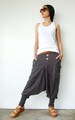 NO.95 Women's Harem Pants with Pockets, Trendy Drop Crotch Joggers, Unisex Urban Pants, Low Crotch Pants in Charcoal 