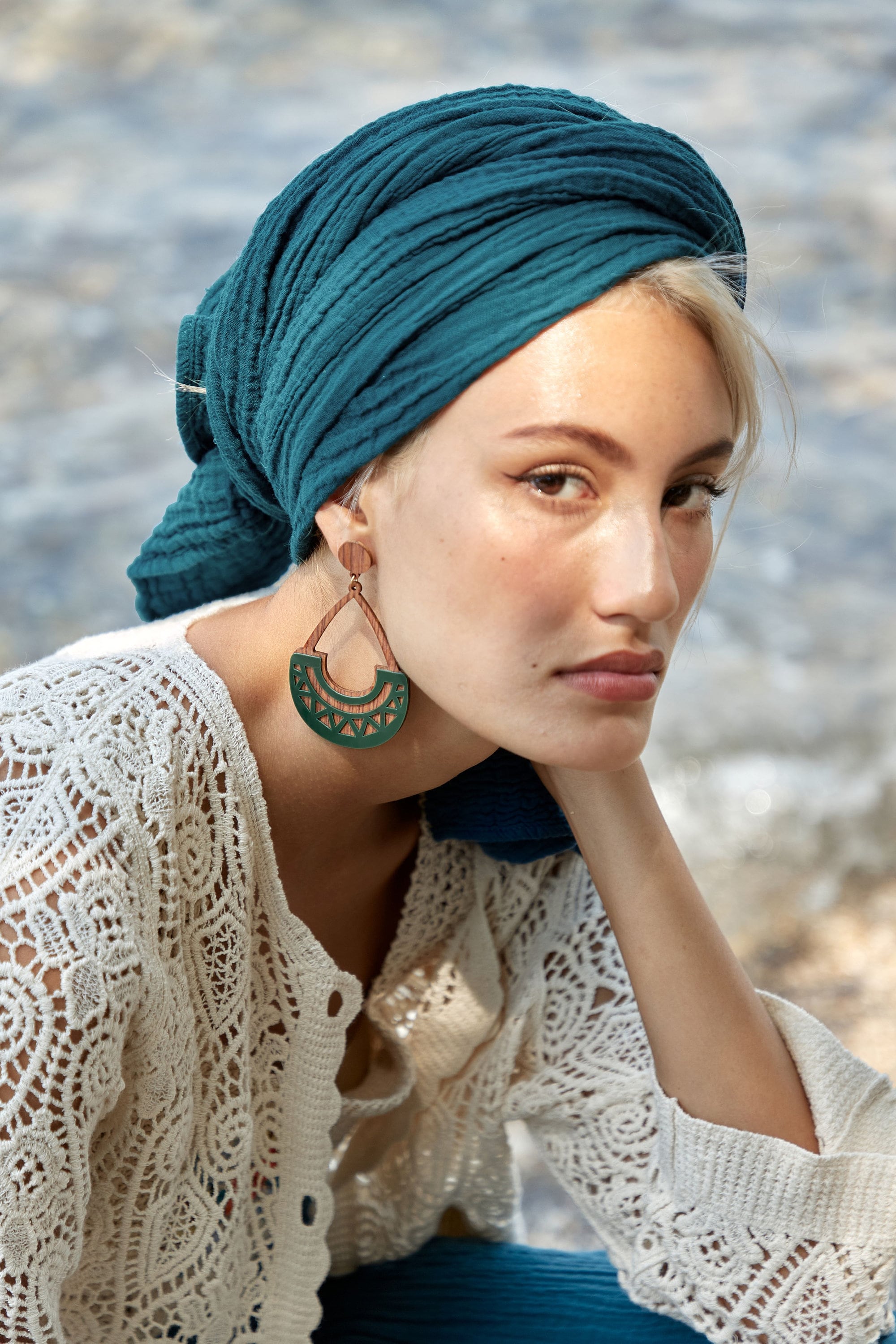 NO.255 Bohemian Style Scarf, Cotton Neck Scarf, Head Wrap