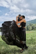NEW---NO.317 Women's Tiered Lace Insert Maxi Skirt, Boho Peasant Long Skirt, Cotton Maxi Skirt in Black product logo