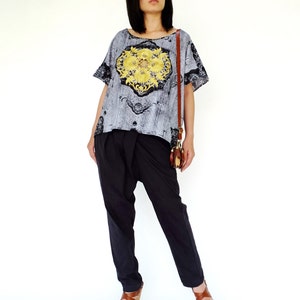 NO.169 Women's Short Sleeve Floral Embroidered T Shirt in Gray image 3