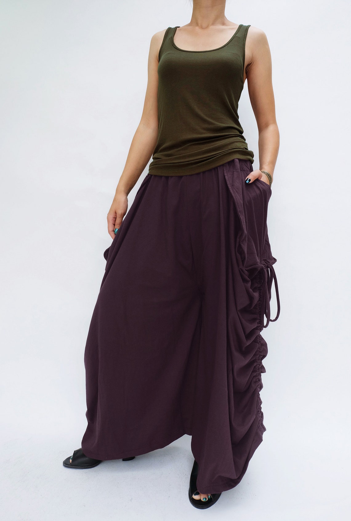NO.175 Women's Large Patch Pocket Skirt/pants Button - Etsy