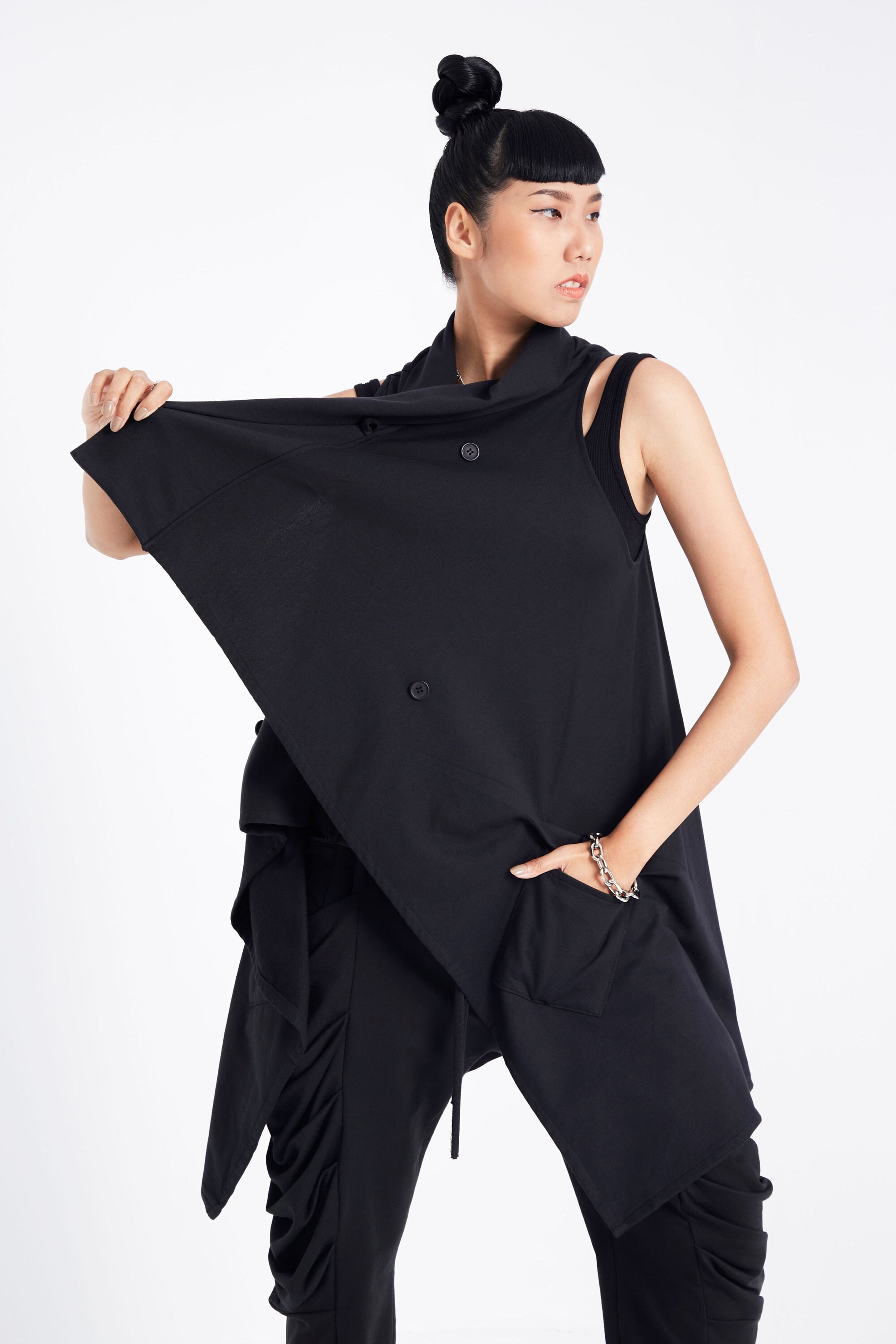 NO.225 Women's Stylish Asymmetrical Vest, Layering Vest