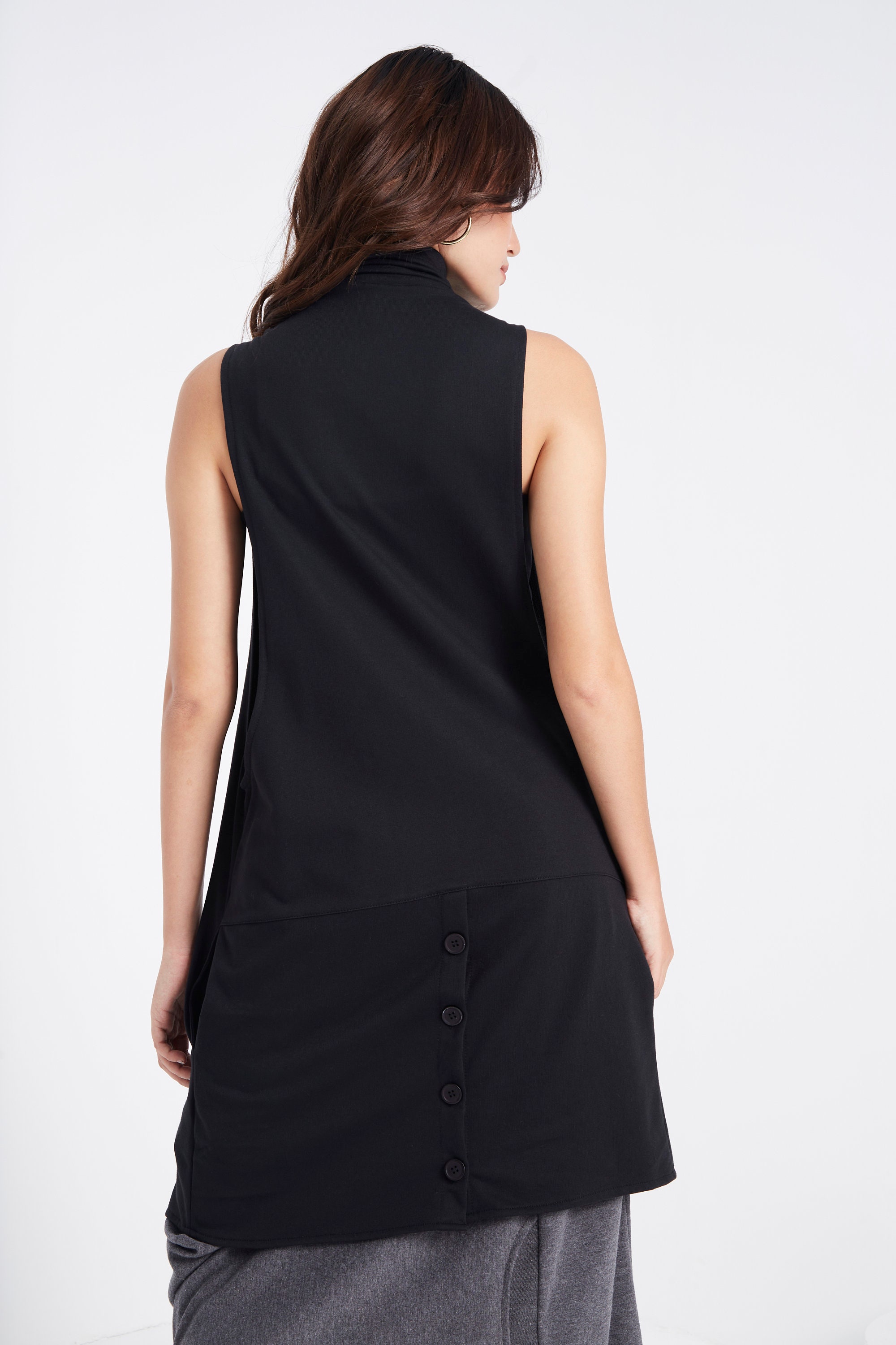 トップス NOT CONVENTIONAL asymmetry gilet NO.67 Women's Front Effect Long Vest, Sleeveless Asymmetric