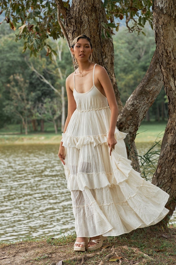 Beach Dress Flowy Maxi Dress White Petite Taupe Strappy Ribbed Flowy Maxi  Dress Petite PLT IRE