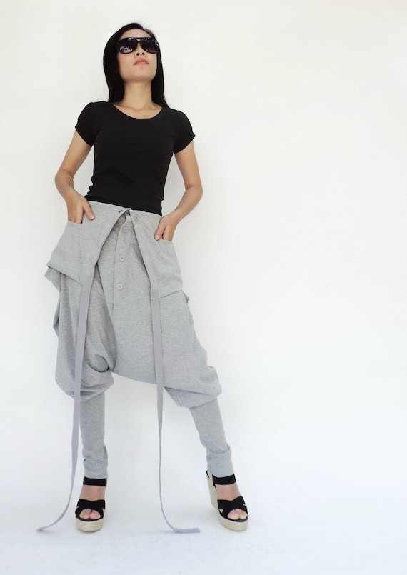 NO.87 Women's Foldover–waistband Low Crotch Harem Pants