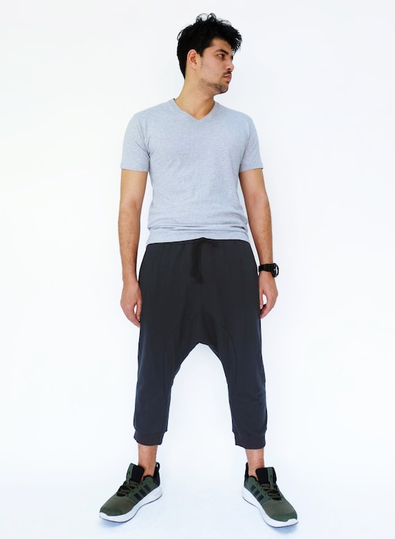 NO.191 Men's Cropped Drop Crotch Sweatpants, Harem Jogger NO.191 Men's Cropped Drop Crotch Sweatpants, Harem Jogger