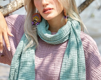 NO.255 Bohemian Style Scarf, Cotton Neck Scarf, Head Wrap
