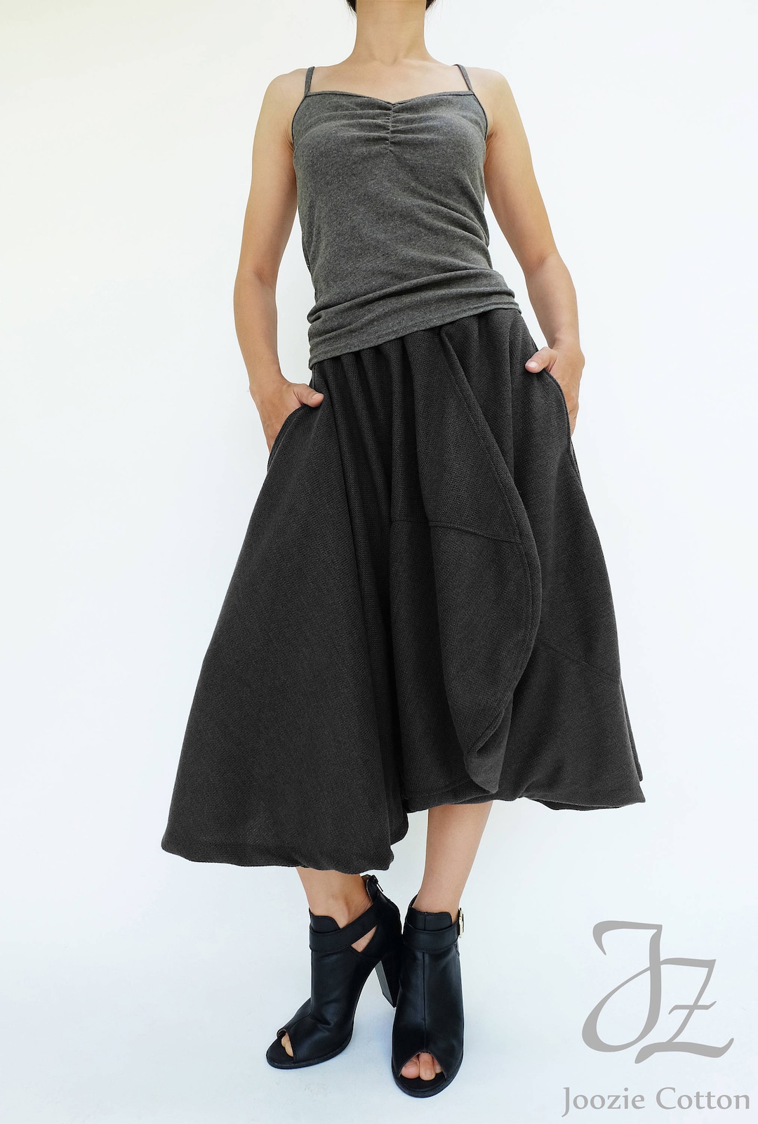 NO.221 Women's Asymmetric Midi Skirtpants, Avant Garde Skirt in