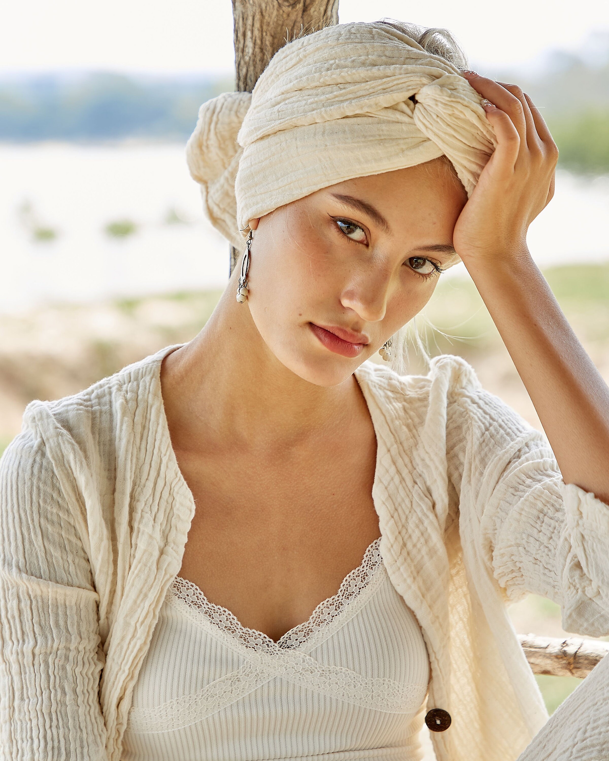 NO.255 Bohemian Style Scarf, Cotton Neck Scarf, Head Wrap