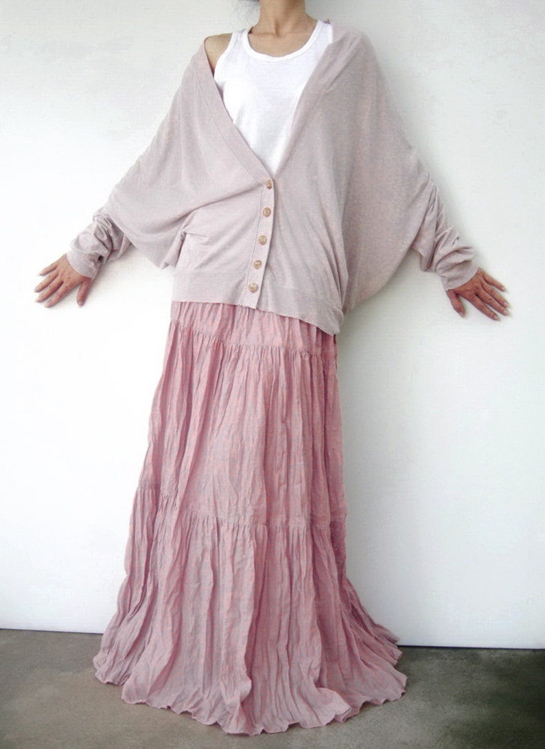 NO.5 Pink Cotton Gauze Hippie Gypsy Boho Tiered Long Peasant Etsy