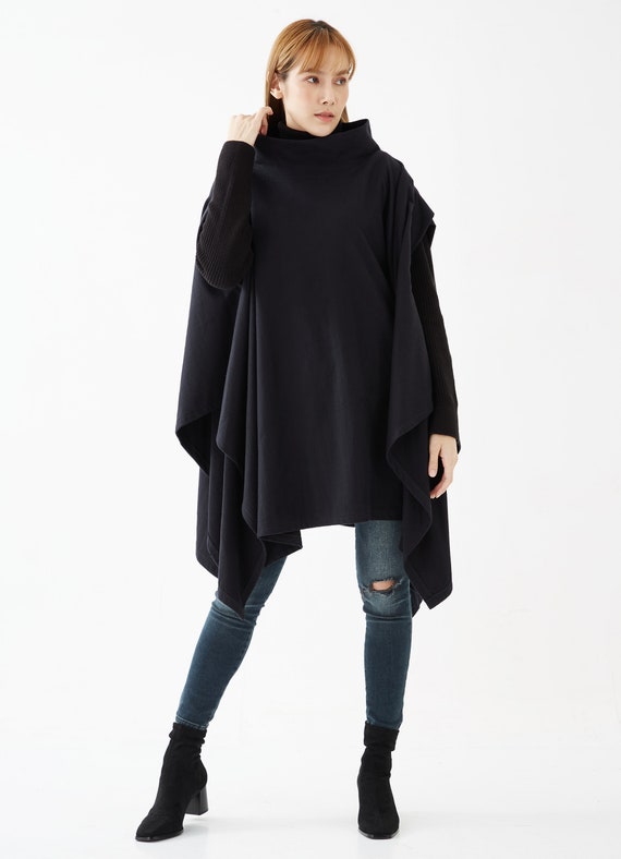 cecilietelle ポンチョ　　Half Neck Long Poncho PF419 - Polar Fleece Half Zip Poncho – Los Angeles Apparel