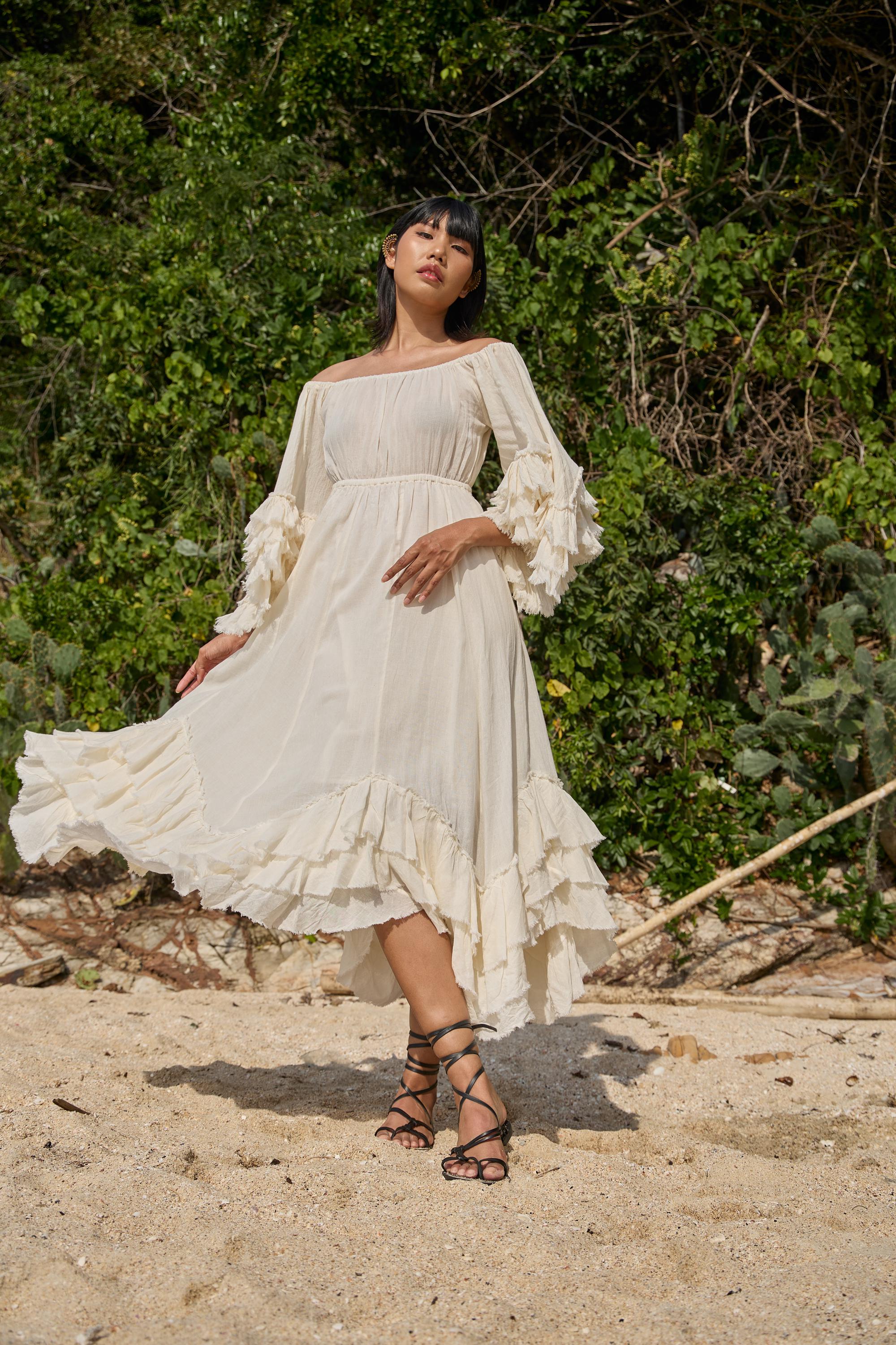 bell sleeve dress Bateau-Neck Long Formal with Sleeves PromGirl a dash of drama Elven Blue Velvet Bell Sleeve