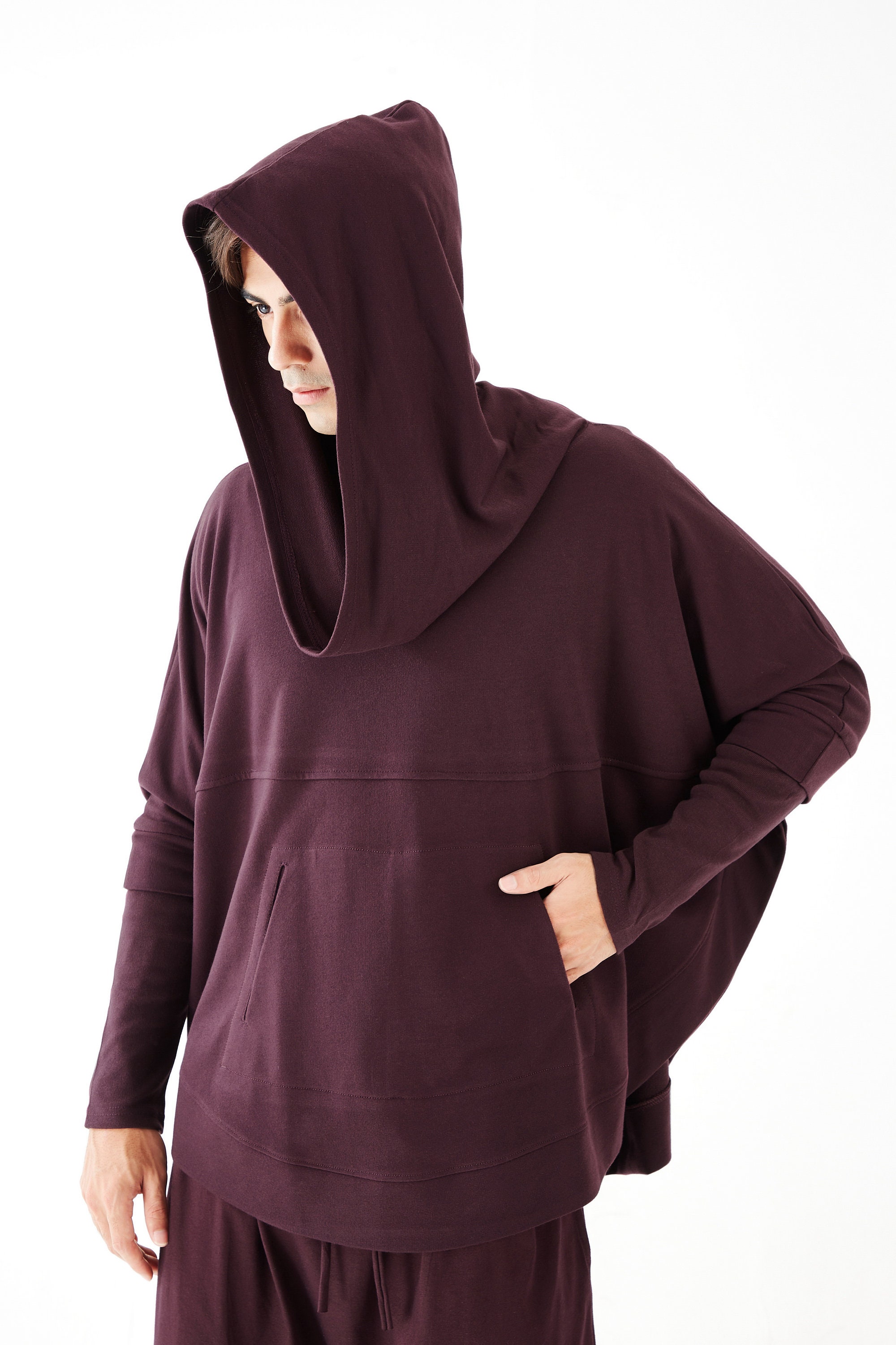NO.176 Men's Dolman Sleeve Hoodie Sweater, Aesthetic Hoodie in
