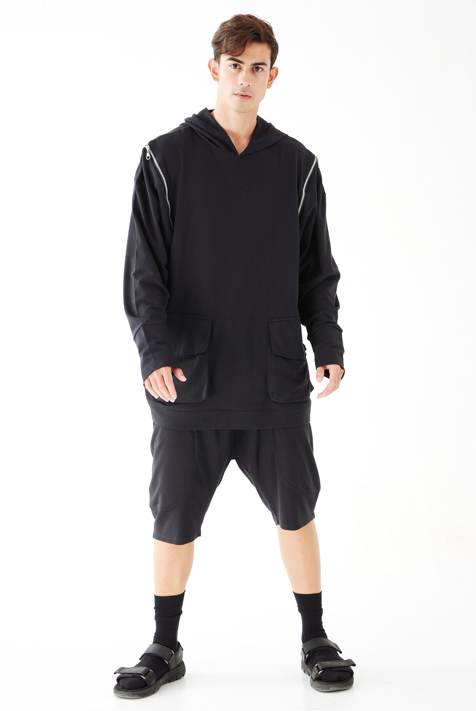 NO.277 Men's Oversized Hoodie Sweater Zipper Detail Etsy