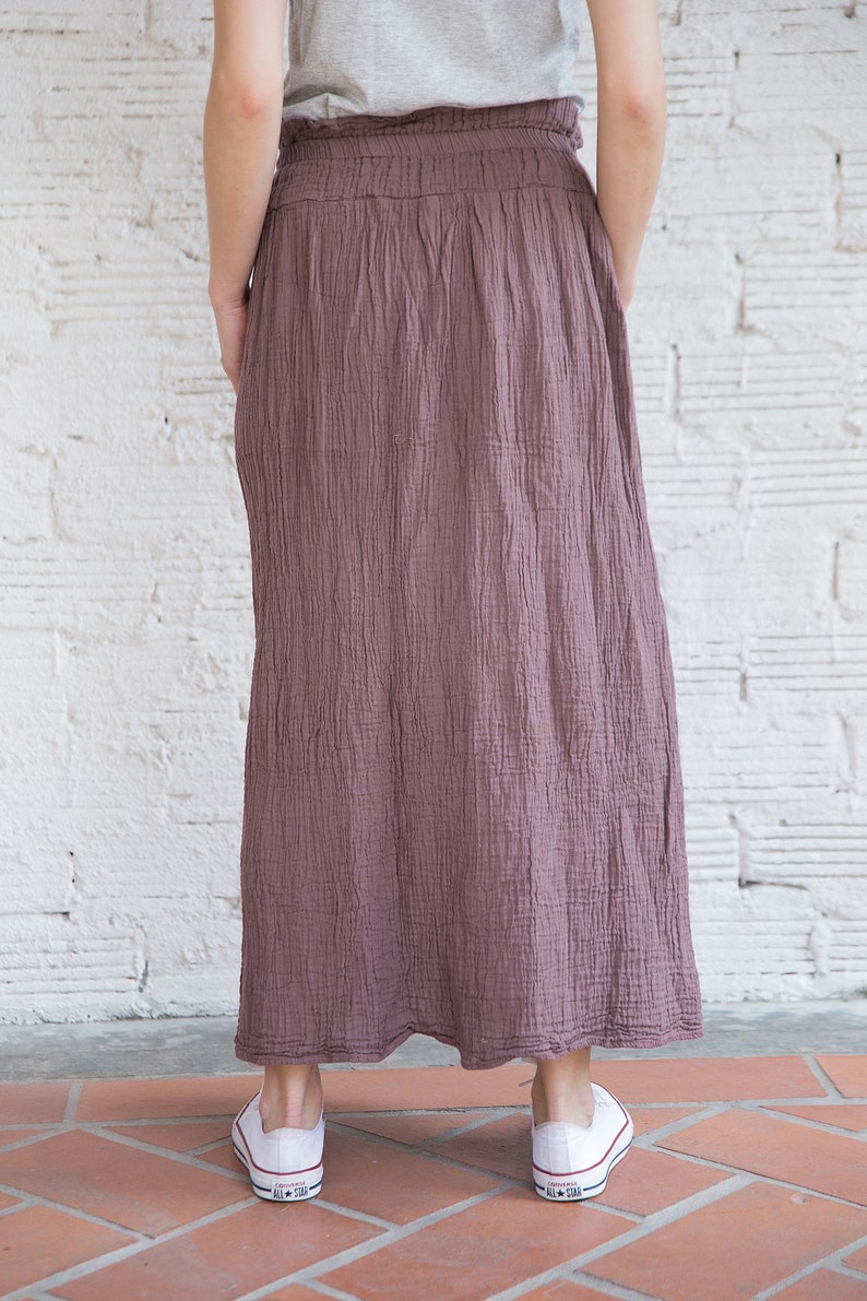 NO.242 Double Gauze Cotton Ruffle Waist Skirt Women Front Etsy