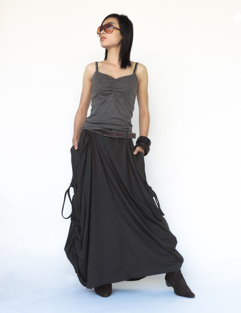 NO.123 Women's Large Patch Pocket Maxi Skirt Long Maxi - Etsy