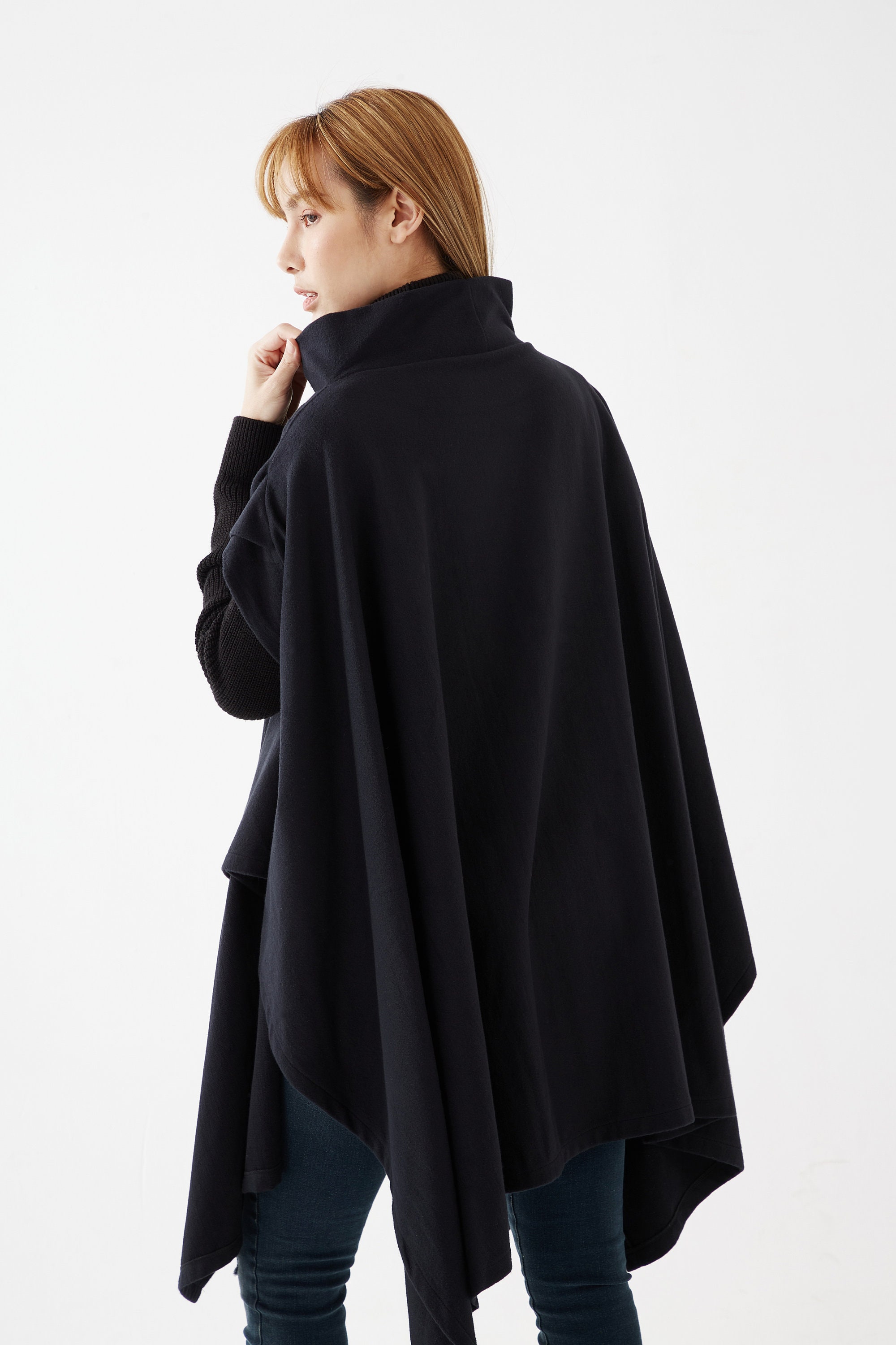 NO.279 Women's Stand Collar Poncho Sweater, Extravagant NO.279 Women's Stand Collar Poncho Sweater, Extravagant