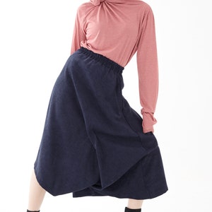 NO.286 Womens Asymmetrical Skirt/Pants, Loose Fit Skirt/Pants in Blue image 9