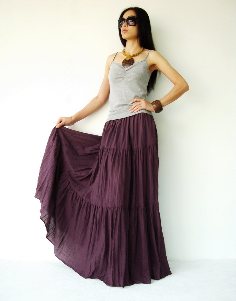 NO.5 Reddish Purple Cotton Gauze Hippie Gypsy Boho Tiered Etsy