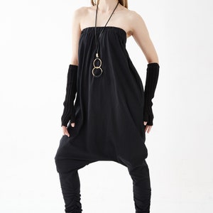 NO.125 Women's Strapless Loose Jumpsuit, Casual Harem Rompers, Summer Loose Playsuit in Black image 8