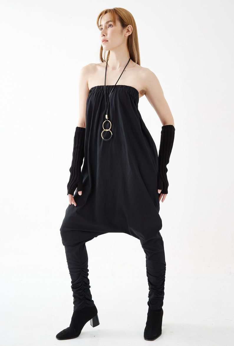 NO.125 Women's Strapless Loose Jumpsuit, Casual Harem Rompers, Summer Loose Playsuit in Black image 8