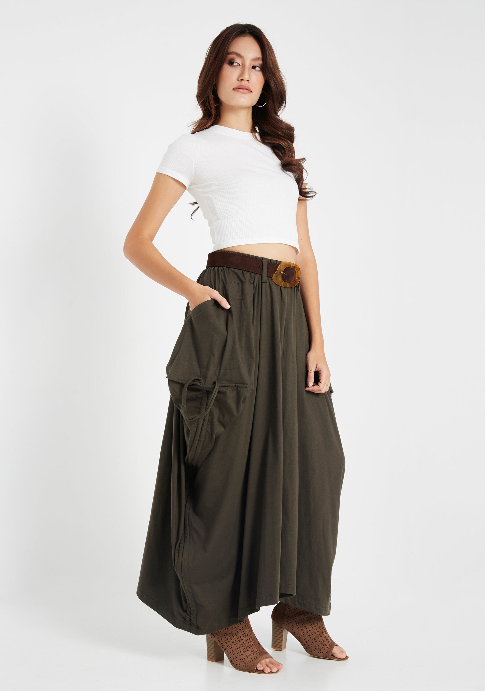 NO.123 Women's Large Patch Pocket Maxi Skirt Long Maxi - Etsy