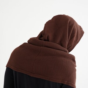 NO.97 Men's Hoodie Scarf, Hooded Cowl Buttons, Hooded Neck Warmer, Unisex Hoody Scarf in Brown image 6