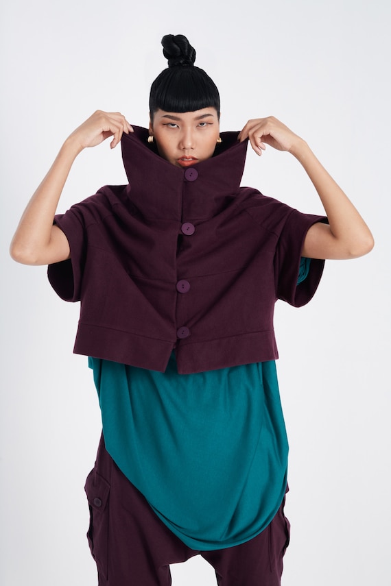 ジャケット・アウター CLANE V NECK COCOON SHORT JACKET Oversized Cocoon Jacket