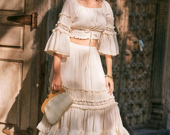 howdy.rib frill bustier. skirt セット Amazon.com: BTFBM Two Piece Skirt Sets For Women 2024 Trendy