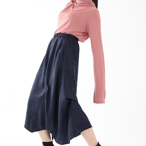 NO.286 Womens Asymmetrical Skirt/Pants, Loose Fit Skirt/Pants in Blue image 2