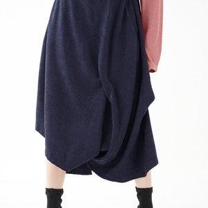 NO.286 Womens Asymmetrical Skirt/Pants, Loose Fit Skirt/Pants in Blue image 3
