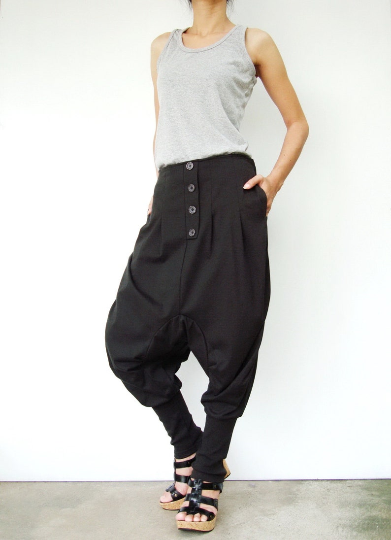 NO.64 Dark Gray Cotton Jersey Casual Harem Pants Women | Etsy