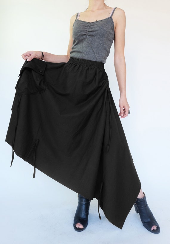 NO.252 Women's Extravagant Asymmetrical Skirt, Drawstring-detail A
