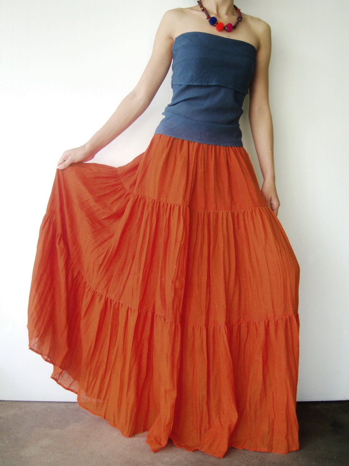 long plus size pleated maxi skirt