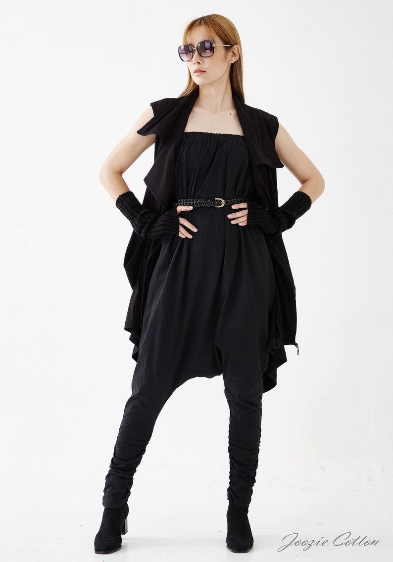 NO.125 Women's Strapless Loose Jumpsuit, Casual Harem Rompers, Summer Loose Playsuit in Black image 1