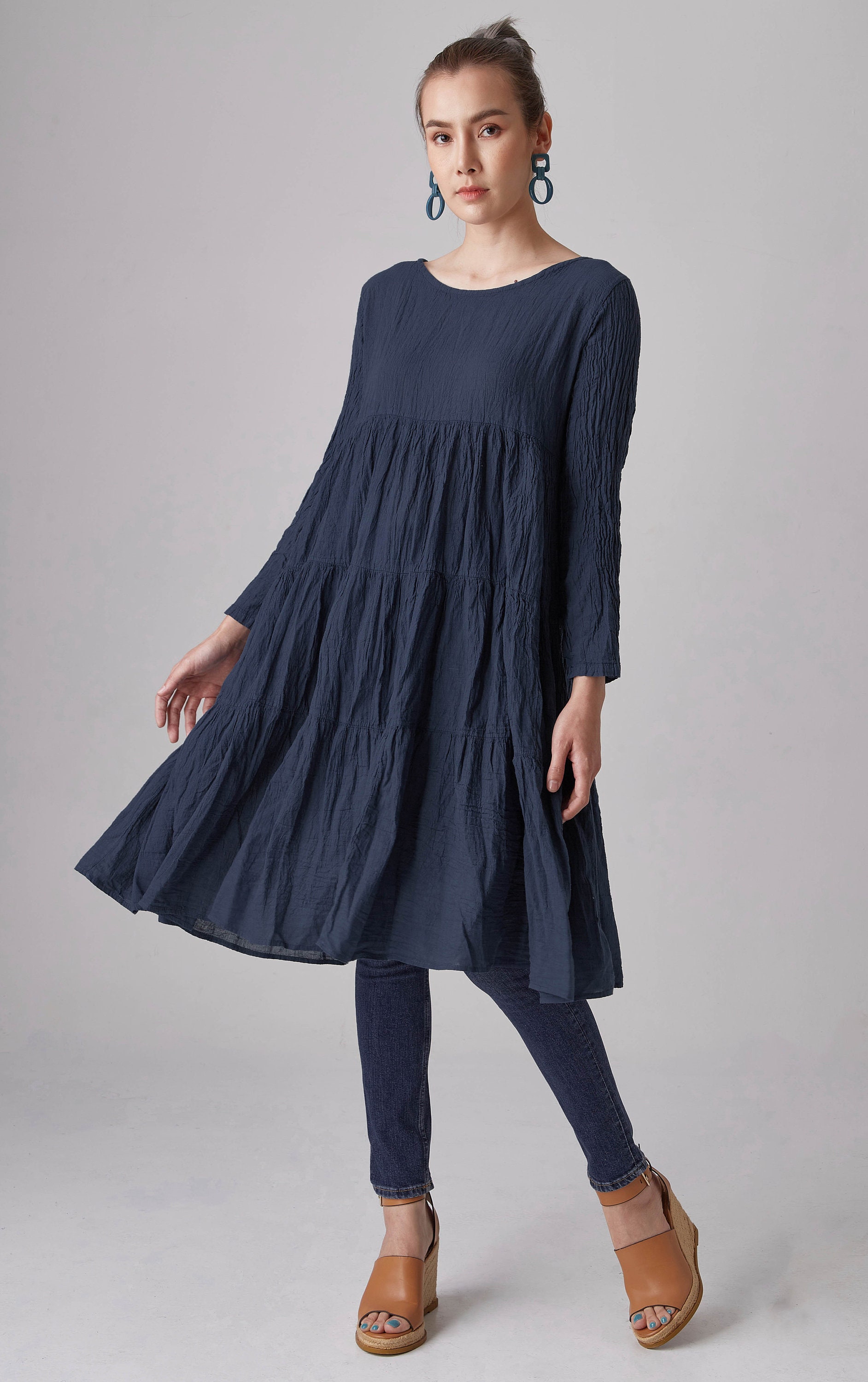 NEWNO.292 Women's Long Sleeve Tiered Peasant Dress Etsy