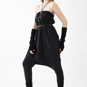 NO.125 Women's Strapless Loose Jumpsuit, Casual Harem Rompers, Summer Loose Playsuit in Black image 6