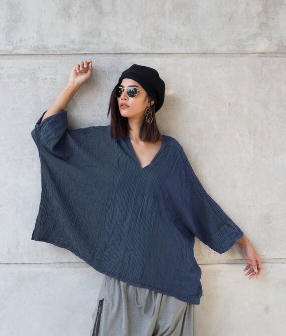 NO.276 Women's V Neck Kaftan Top Loose 