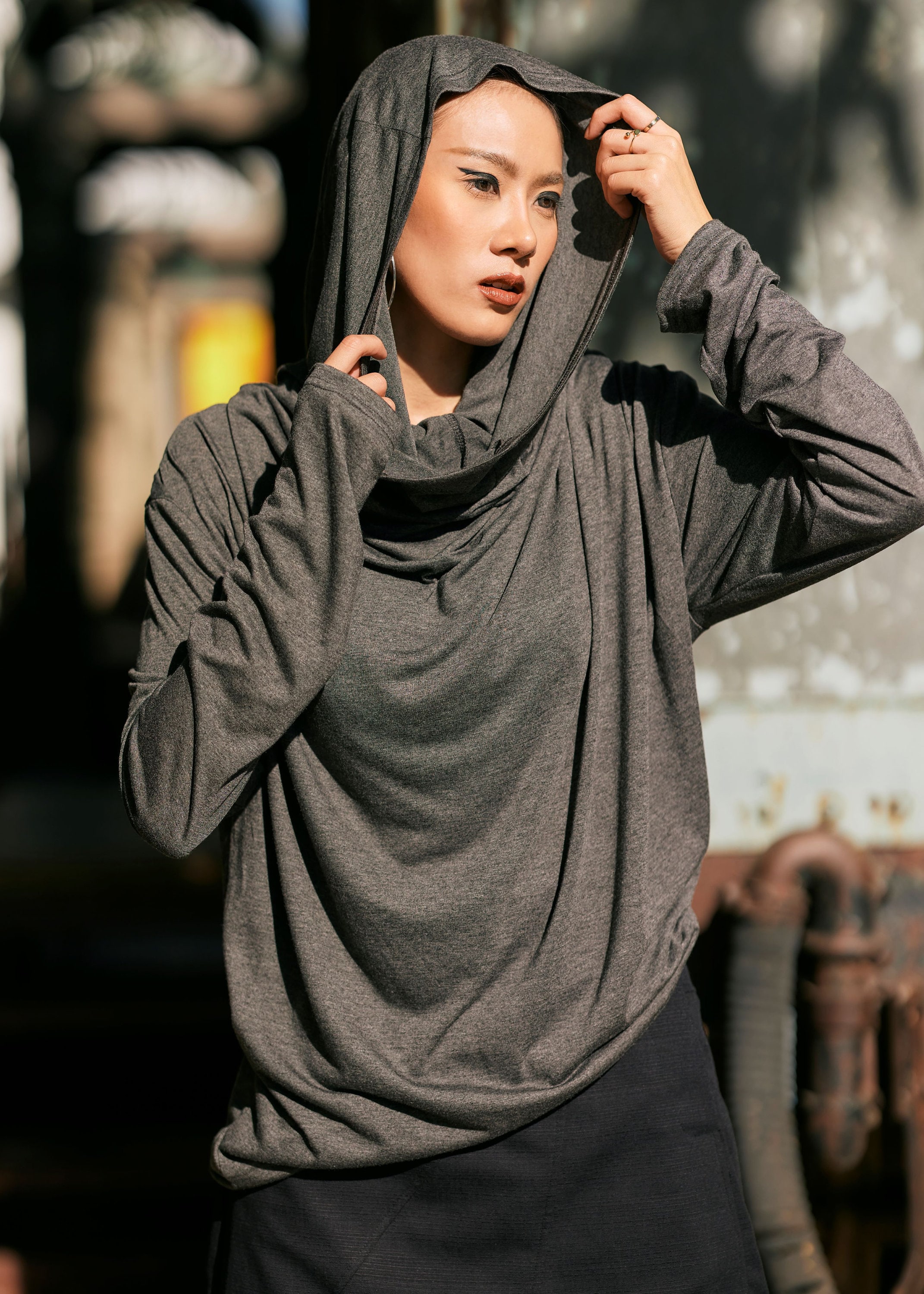 Minthunter Women's Long Sleeve Pullovers Cowl Neck Tunic Shirt Casual Sweatershirt Tops - Black - S