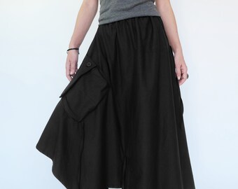 NO.252 Women's Extravagant Asymmetrical Skirt, Drawstring-detail A