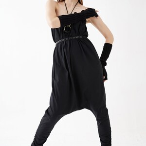 NO.125 Women's Strapless Loose Jumpsuit, Casual Harem Rompers, Summer Loose Playsuit in Black image 4