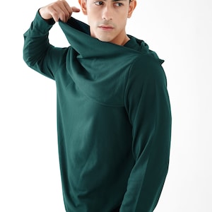 NO.230 Men&#39;s Drape Neck Pullover, Long Sleeve Sweater, Sweatshirt in Teal