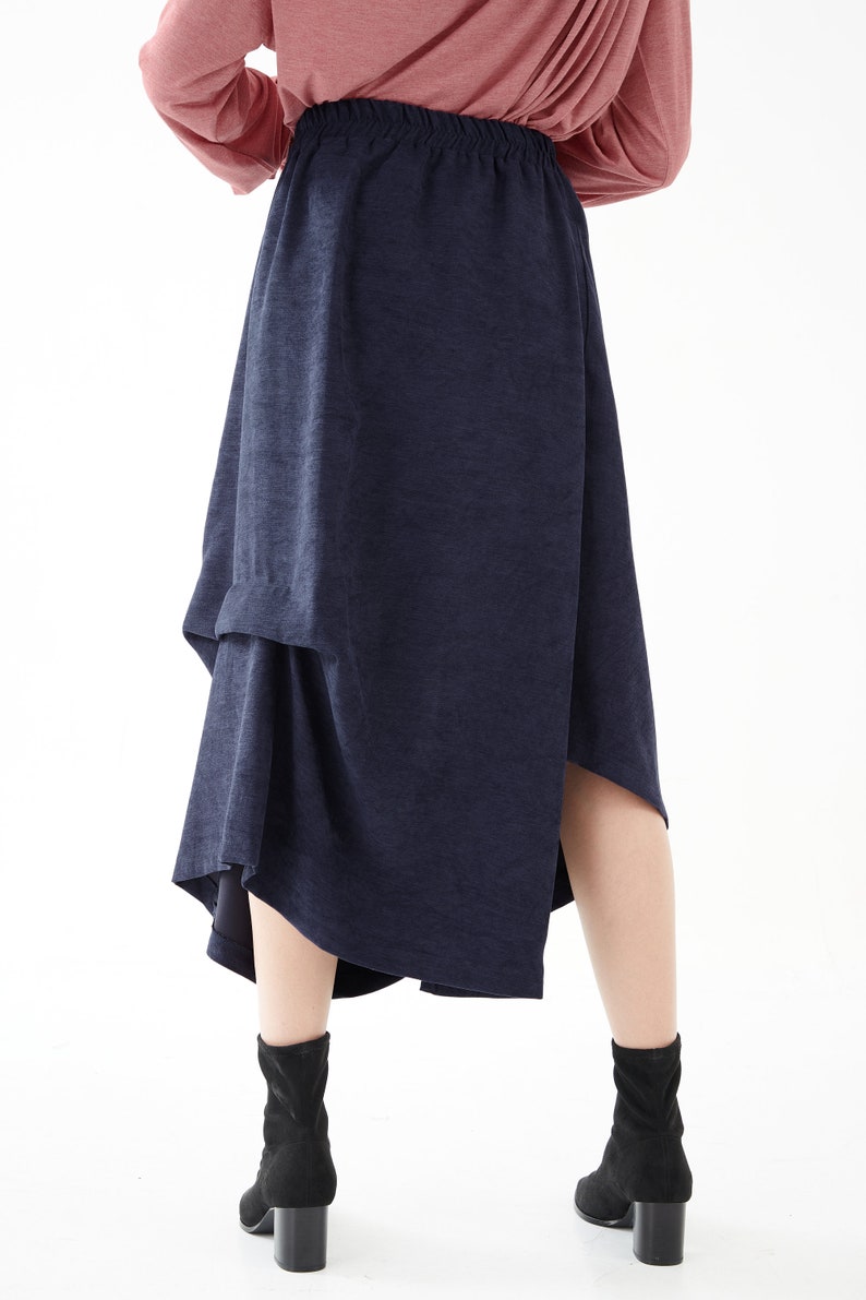 NO.286 Womens Asymmetrical Skirt/Pants, Loose Fit Skirt/Pants in Blue image 10