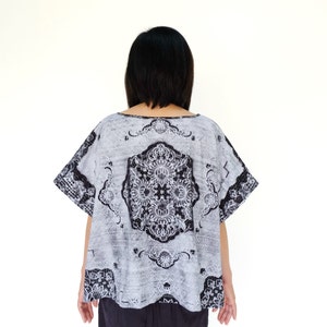 NO.169 Women's Short Sleeve Floral Embroidered T Shirt in Gray image 5