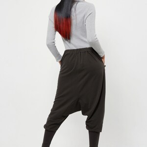 NO.154 Women's Casual Drop Crotch Harem Pants, Harem Jogger Pants, Low Crotch Trousers, Unisex Pants in Charcoal image 9